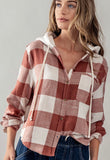 Leah Flannel Hooded Top-Clay