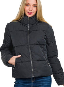 Frosty Puff Coat-Black